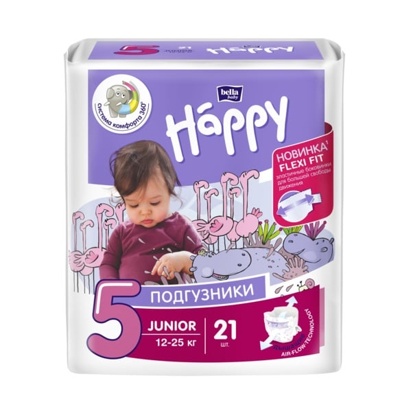Подгузники детские Bella Baby Happy Junior 5 (12-25 кг), 21 шт. - фото 1