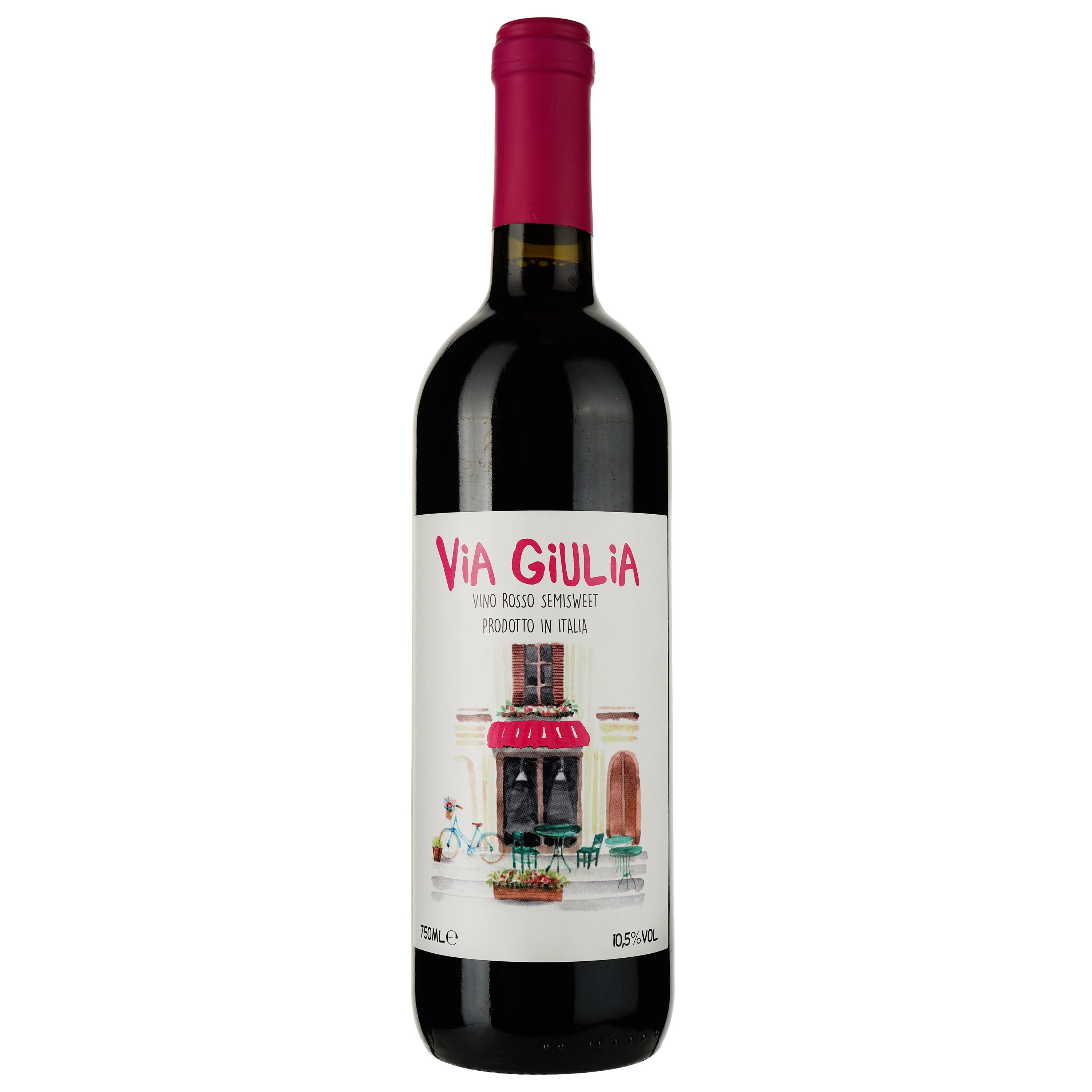 Вино Via Giulia Rosso Semisweet, красное, полусладкое, 0.75 л - фото 1