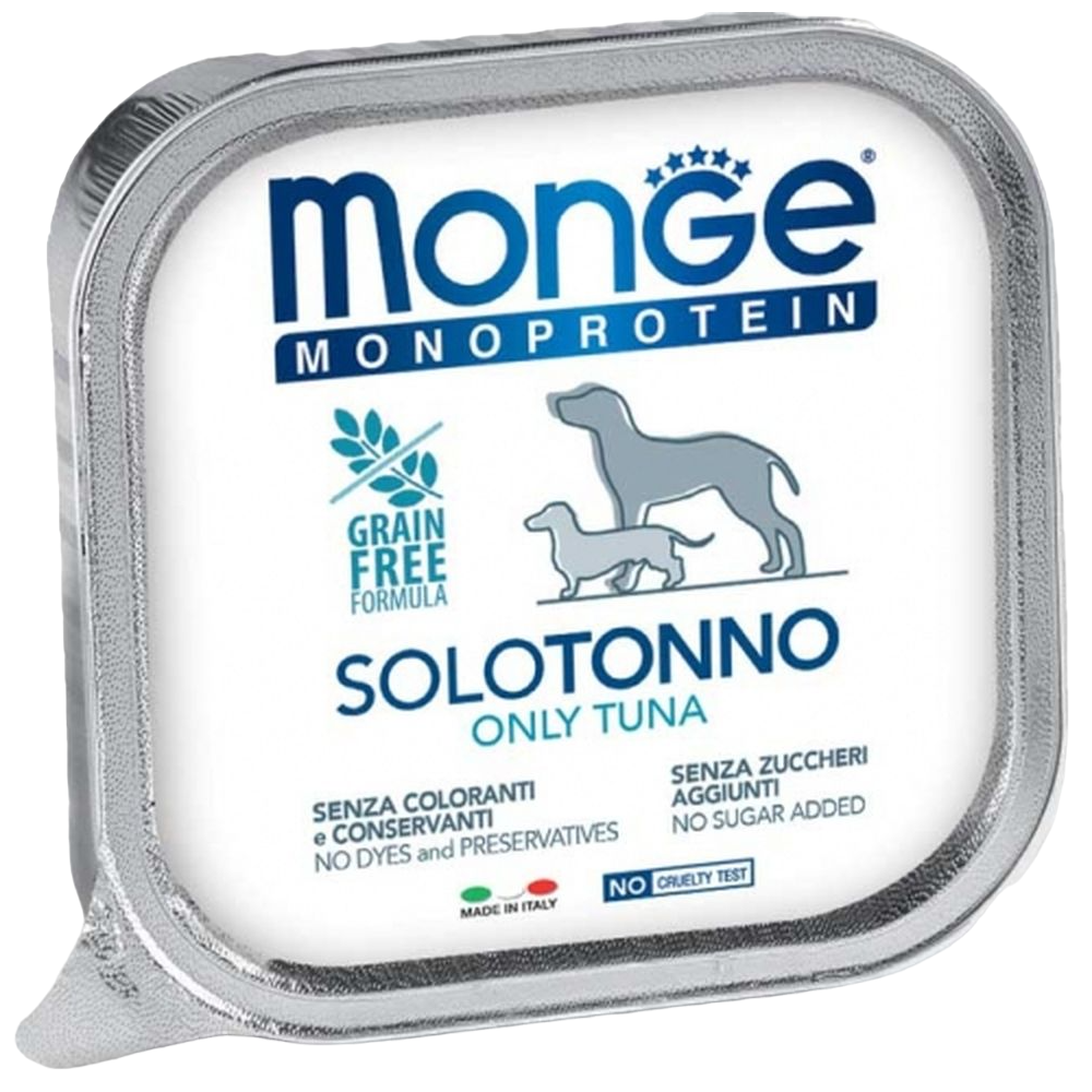 Вологий корм Monge Dog Solo, для дорослих собак, 100% тунець, 150 г - фото 1