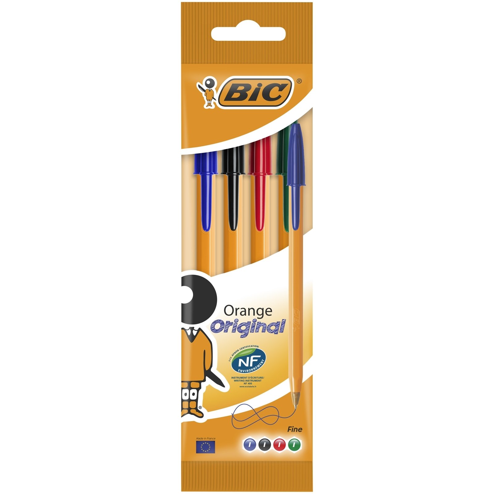Ручка кулькова BIC Orange Original Fine, 0,36 мм, 4 кольори, 4 шт. (8308541) - фото 1