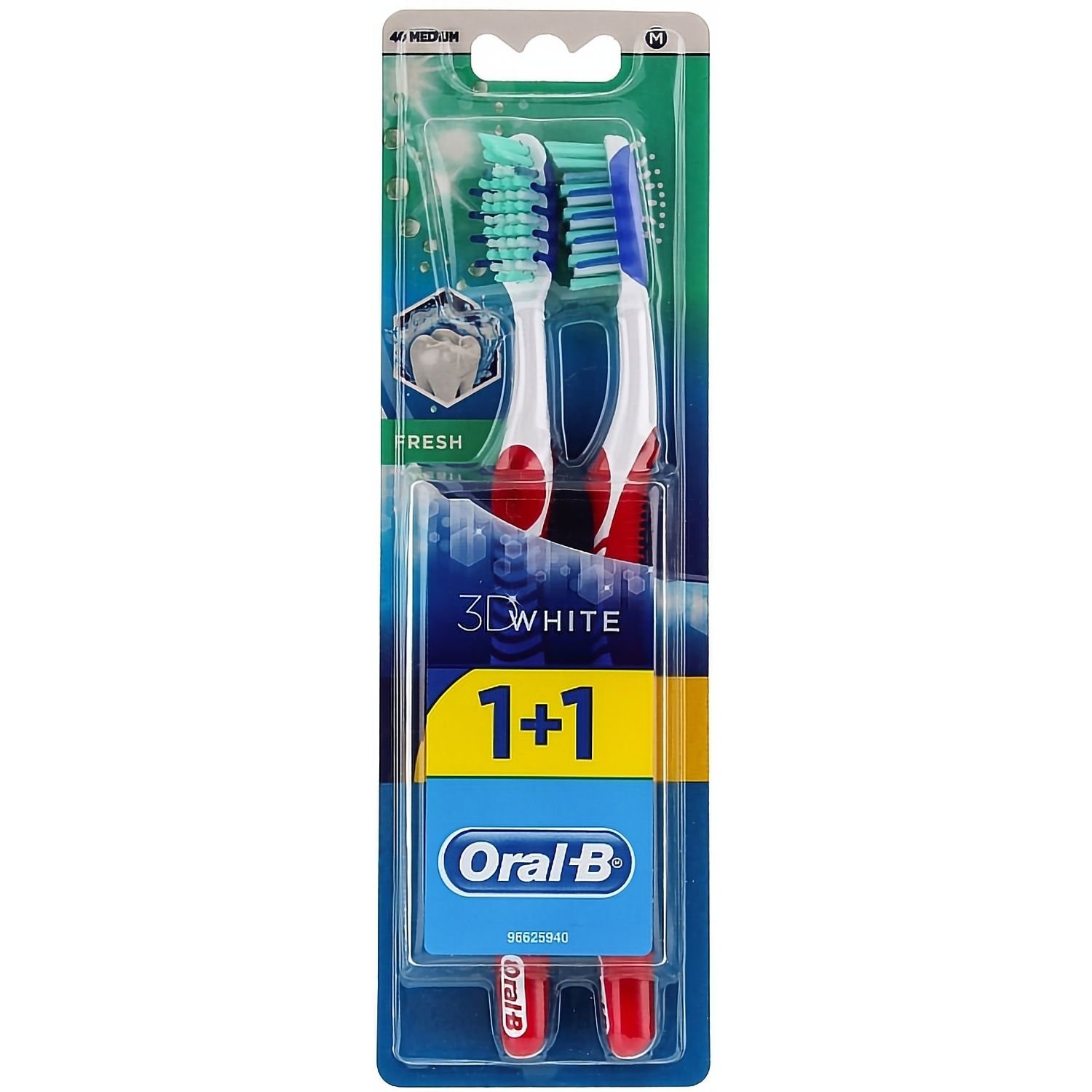 Зубная щетка Oral-B 3D White Fresh средняя красный с красным 2 шт. - фото 1