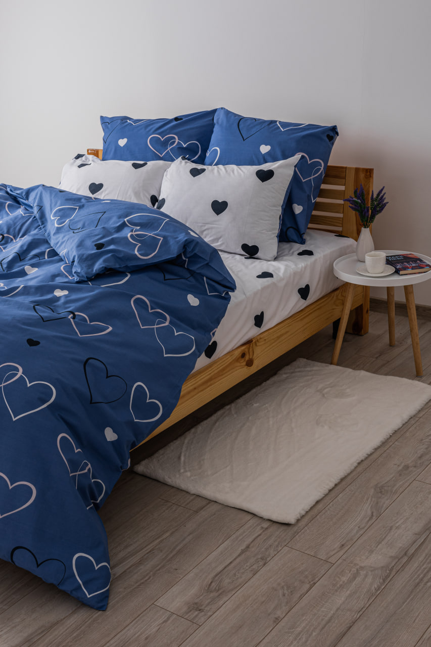 Комплект постельного белья ТЕП Happy Sleep Navy Blue Love 31 двуспальный синий с белым (2-03795_24829) - фото 5