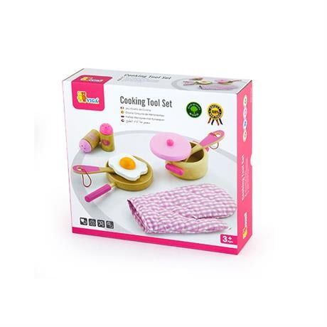 Дитячий кухонний набір Viga Toys Іграшковий посуд з дерева, рожевий (50116) - фото 2