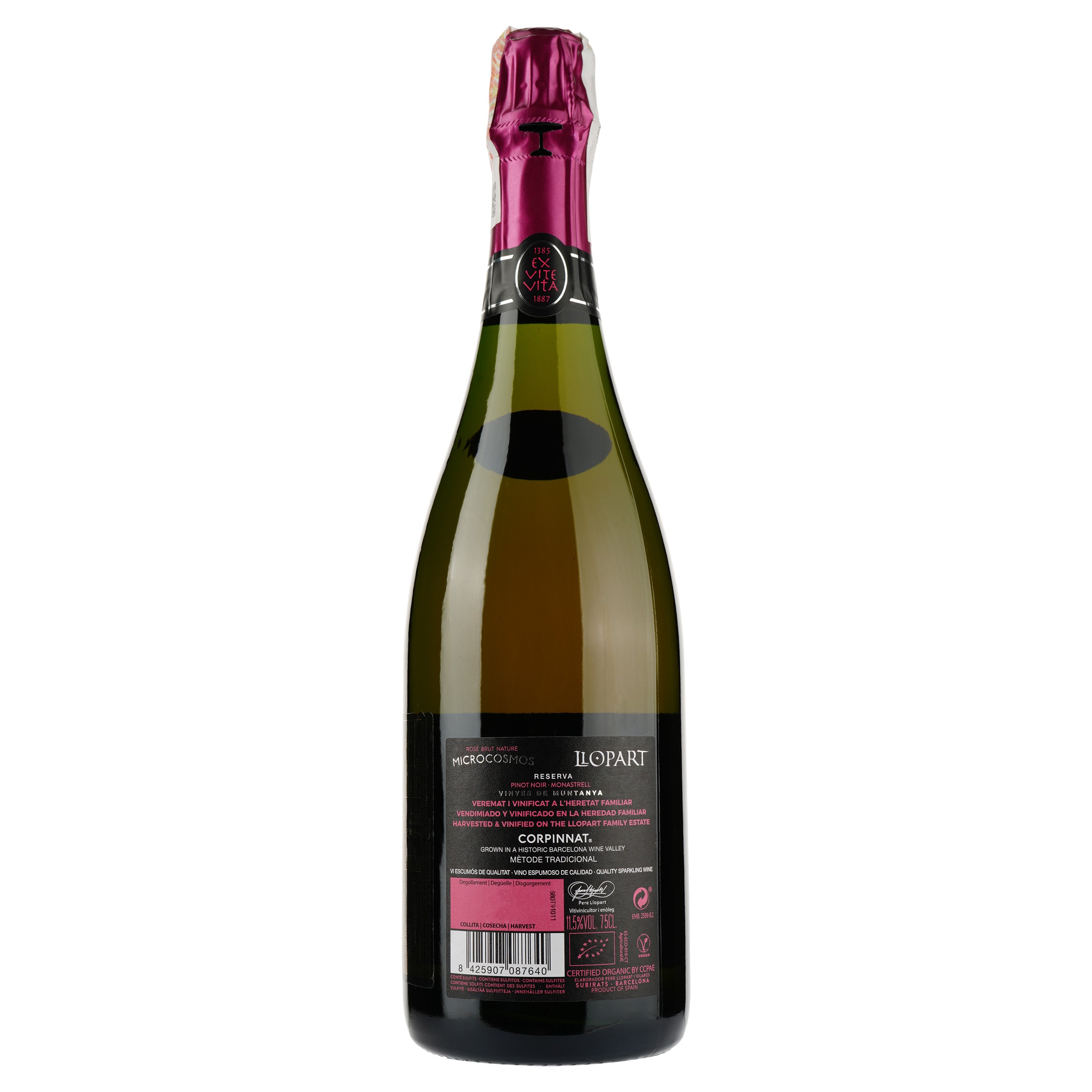 Игристое вино Pere Llopart Vilaros Microcosmos Brut Nature, розовое, брют, 11,5%, 0,75 л - фото 2
