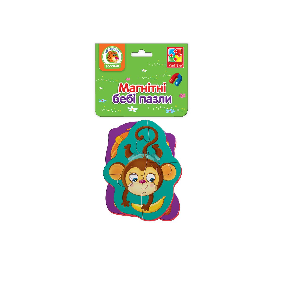 Магнитные бэби пазлы Vladi Toys Львенок и обезьянка, укр. язык, 4 элемента (VT3208-11) - фото 2