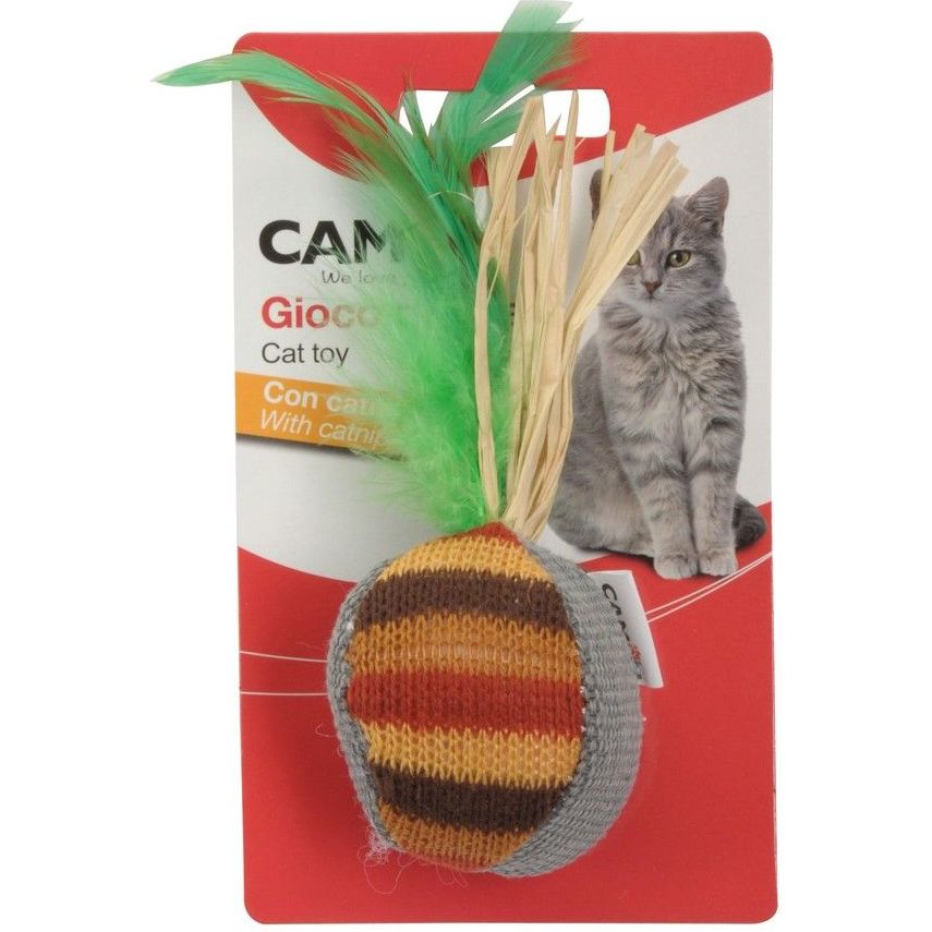 Игрушка для кошек Camon Пернатый мячик, с ароматом кошачьей мяты, 5,5 см - фото 1