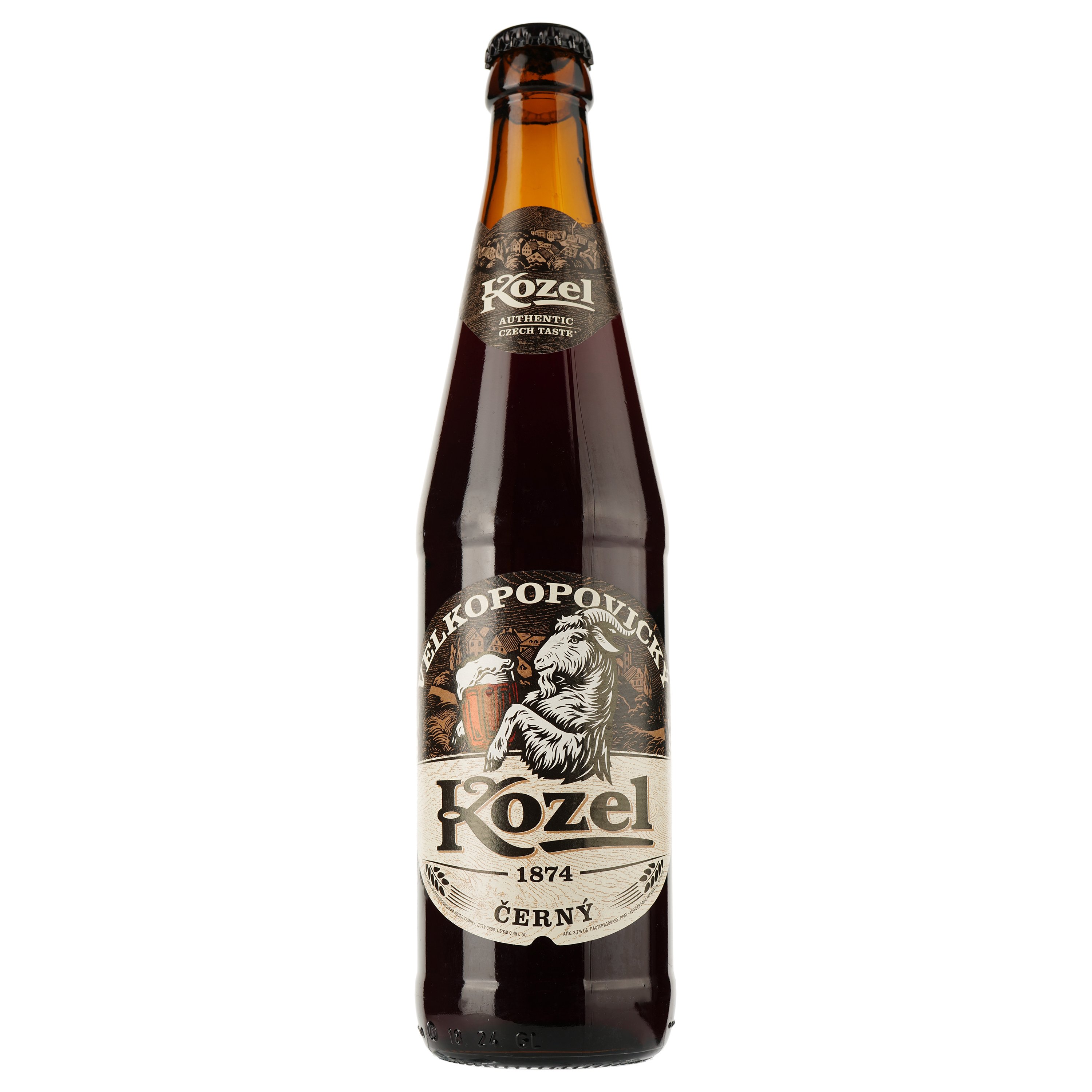 Пиво Velkopopovitsky Kozel, темное, фильтрованное, 3,7%, 0,45 л (786390) - фото 1