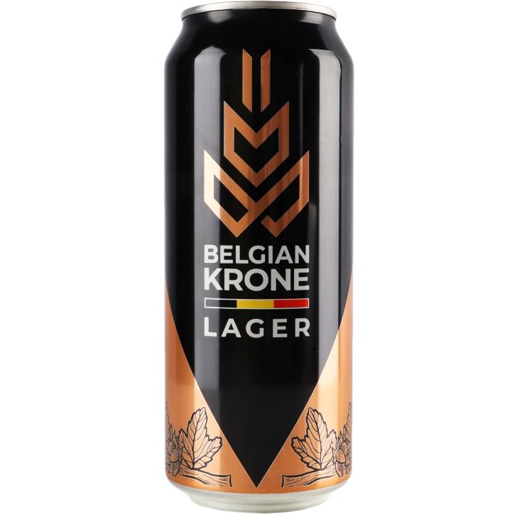 Пиво Belgian Krone Lager, светлое, фильтрованное, 5,4%, ж/б, 0,5 л - фото 1