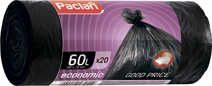 Пакети для сміття Paclan Economic, 60 л, 20 шт. - фото 1