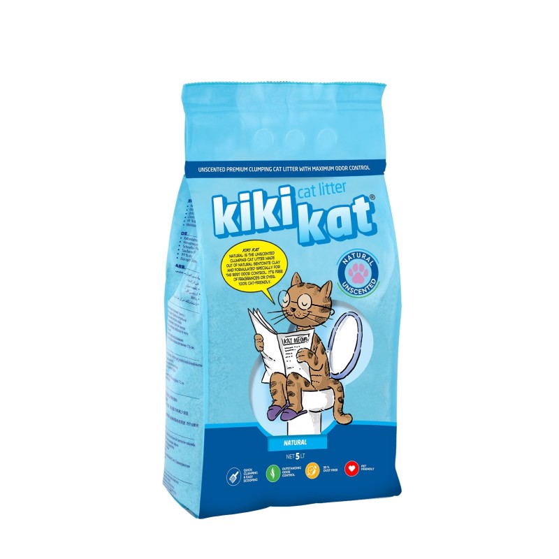 Бентонитовый наполнитель для кошачьего туалета Kikikat Cat Litter Natura без запаха, 5 л - фото 1