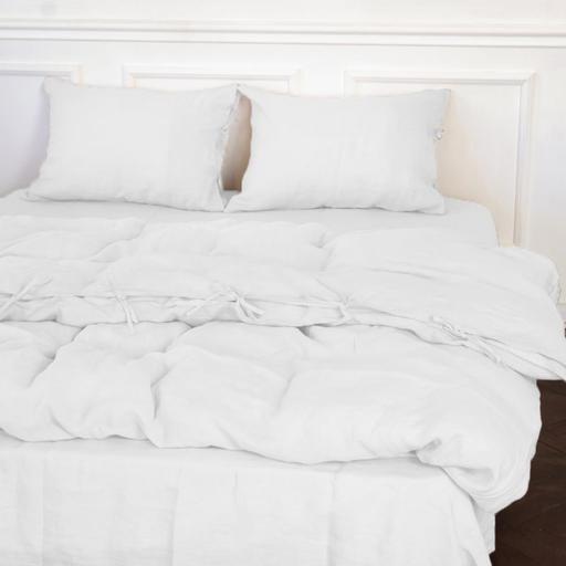 Комплект постельного белья MirSon Natural Linen Winter flower лен полуторный белый (2200008249182) - фото 1