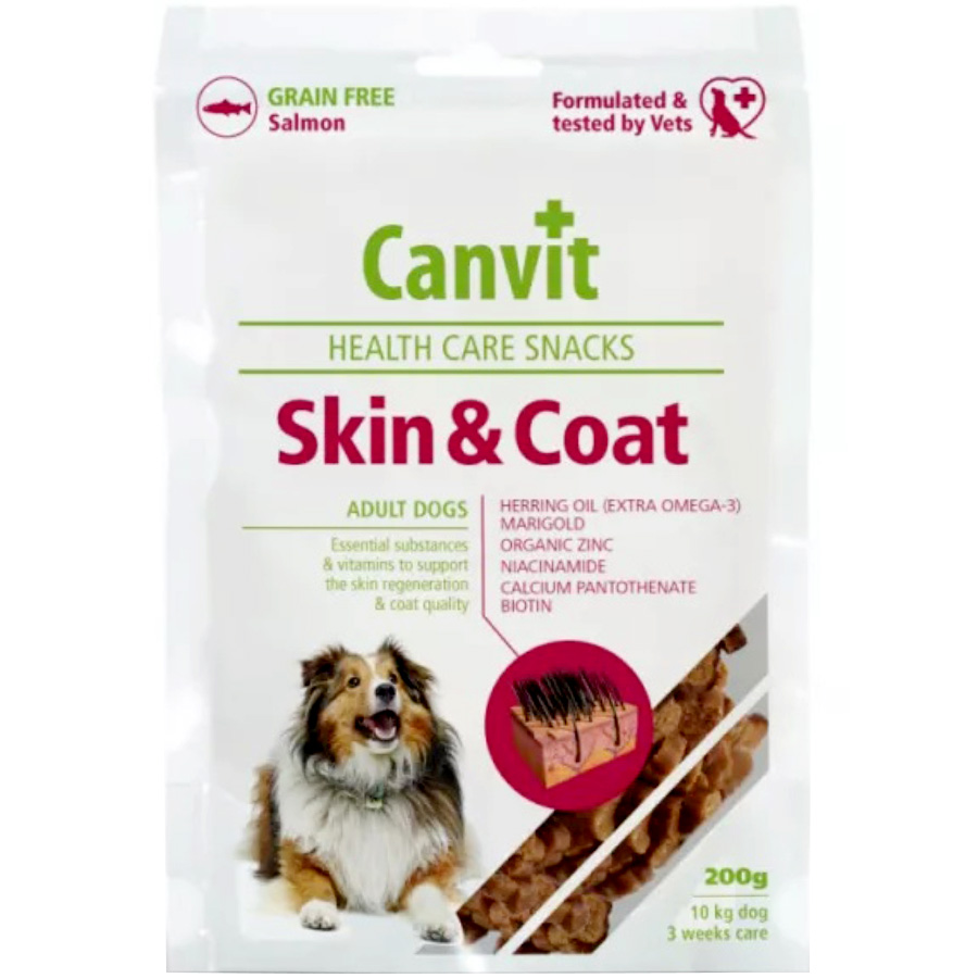 Полувлажное функциональное лакомство для собак Canvit Skin and Coat с лососем 200 г - фото 1