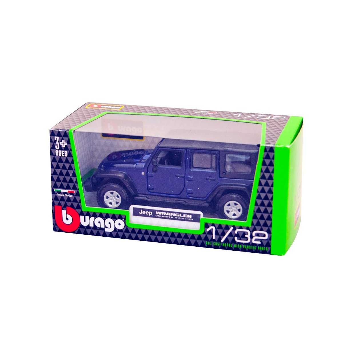 Автомодель Bburago Jeep Wrangler Unlimited Rubicon 1:32 темно-синяя (18-43012) - фото 4