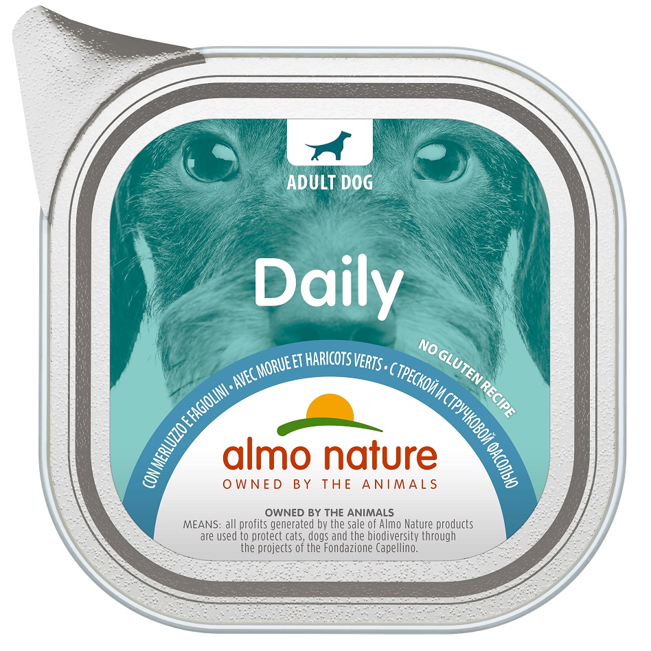 Влажный корм для собак Almo Nature Daily Dog, с треской и зеленой фасолью, 100 г (224) - фото 1