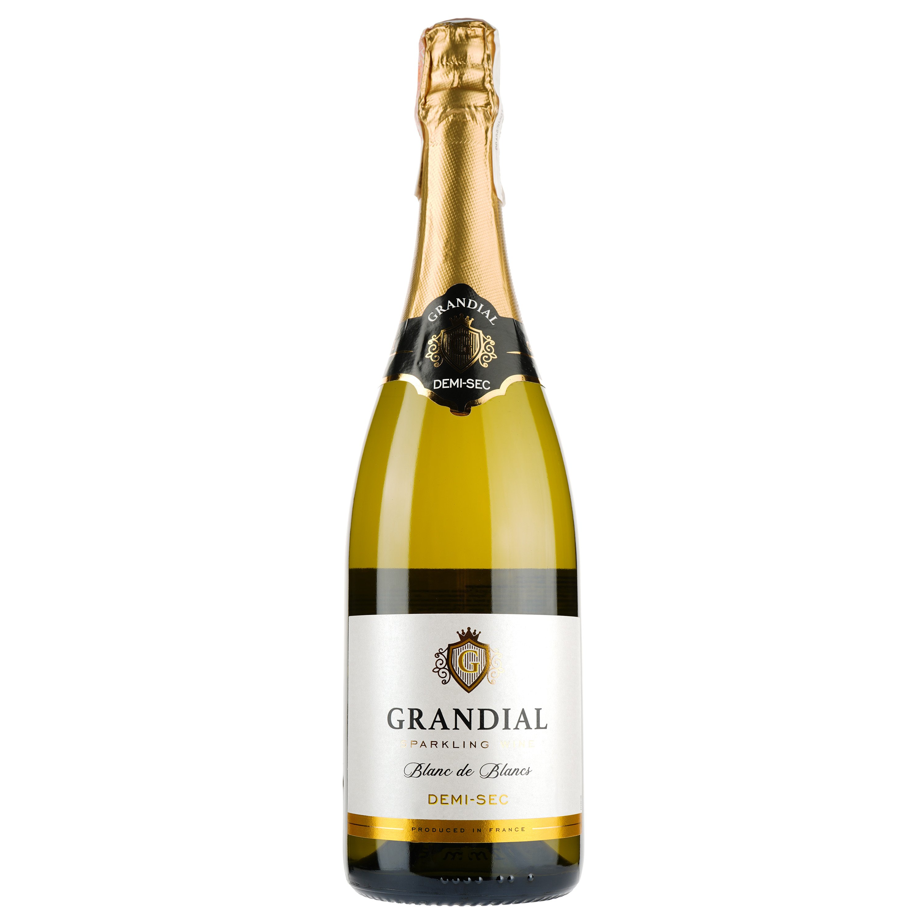 Ігристе вино Les Grands Chais de France Grandial, Blanc de Blancs, біле, напівсухе, 11%, 0,75 л - фото 1