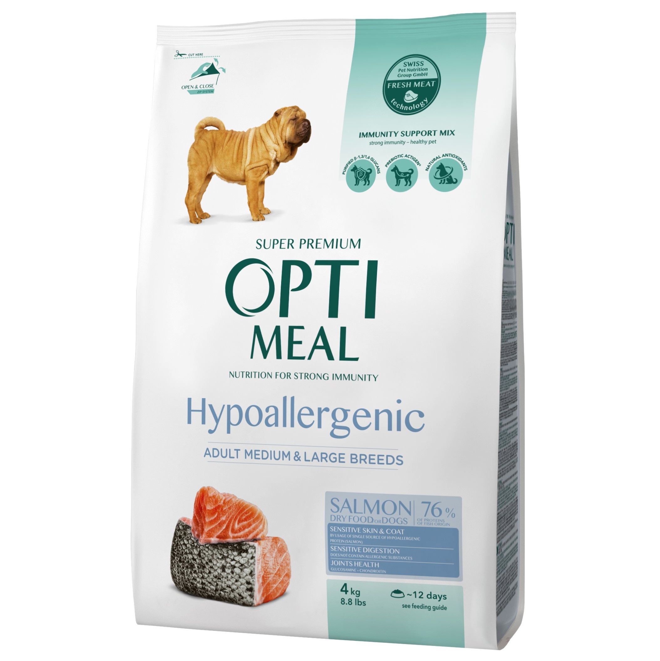 Гіпоалергенний сухий повнораціонний корм для дорослих собак середніх і великих порід Optimeal, лосось, 4 кг (B1761701) - фото 1