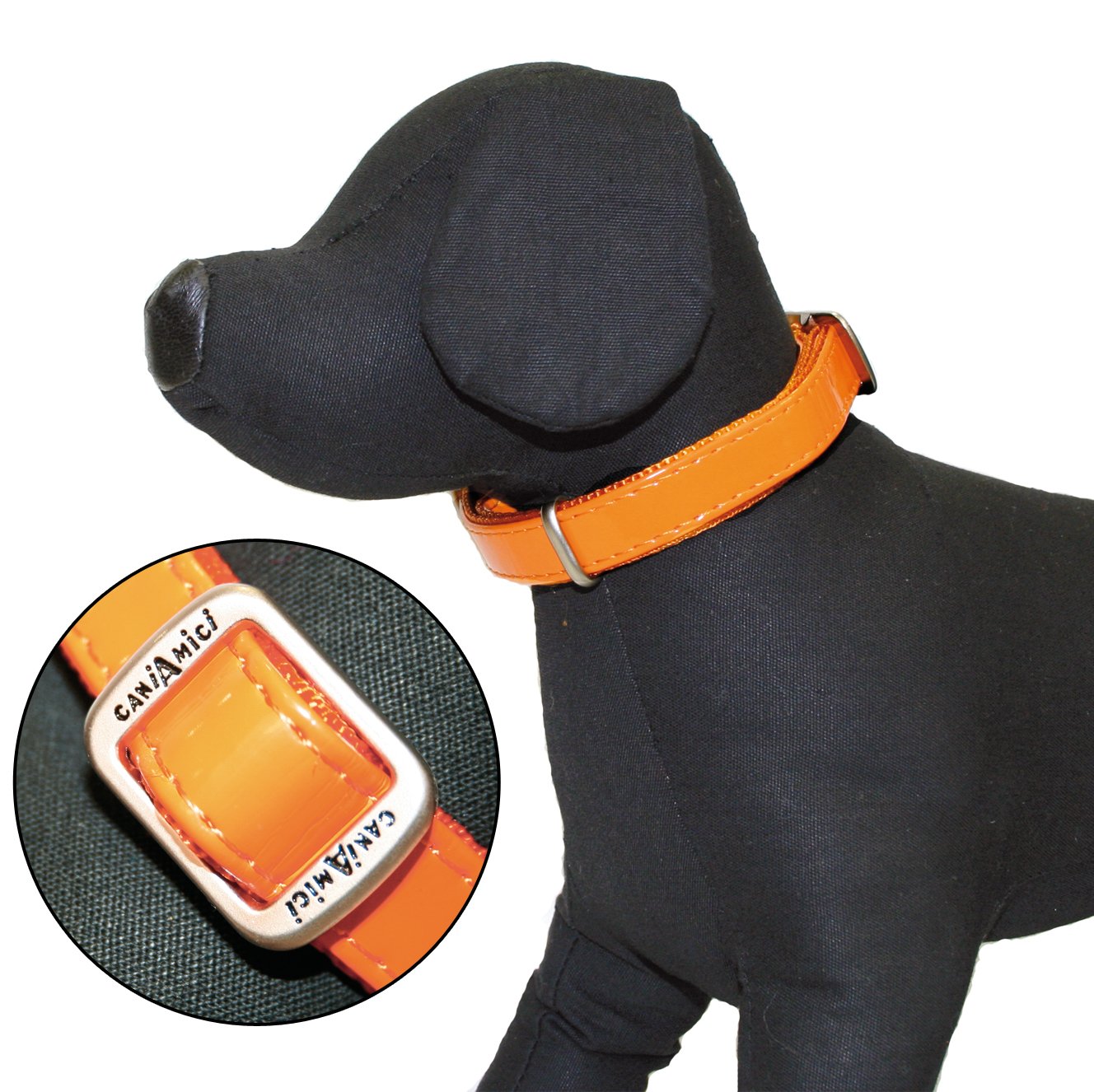 Нашийник для собак Croci Leatherette, лаковий, 26-40x1,5 см, помаранчевий (C5079721) - фото 1