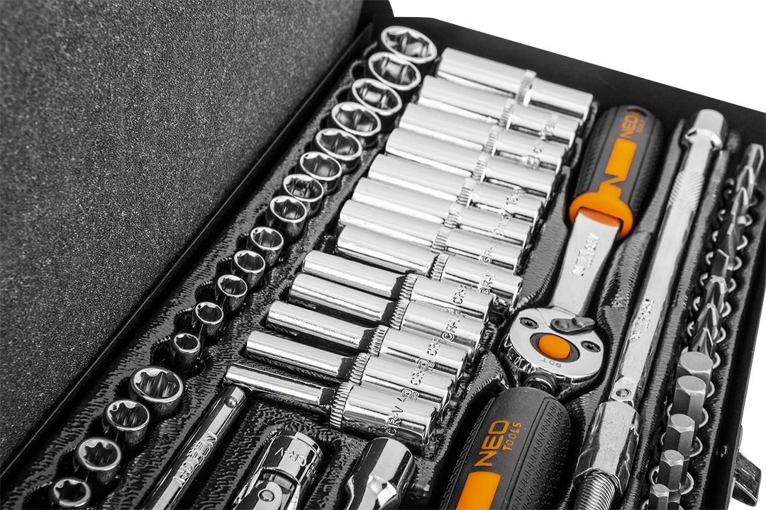 Набор инструментов Neo Tools 1/4", CrV, металлический кейс 63 шт. (10-008) - фото 6