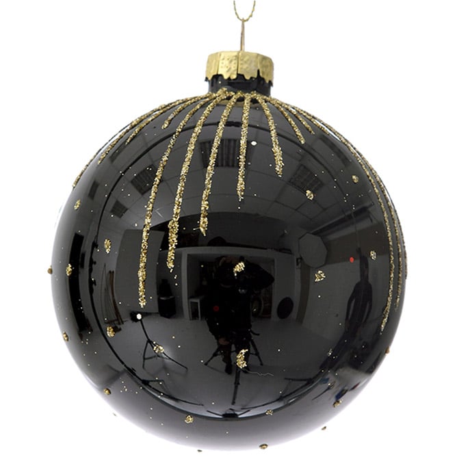 Рождественский шар 8 см черный 6 шт. (681-072) - фото 1