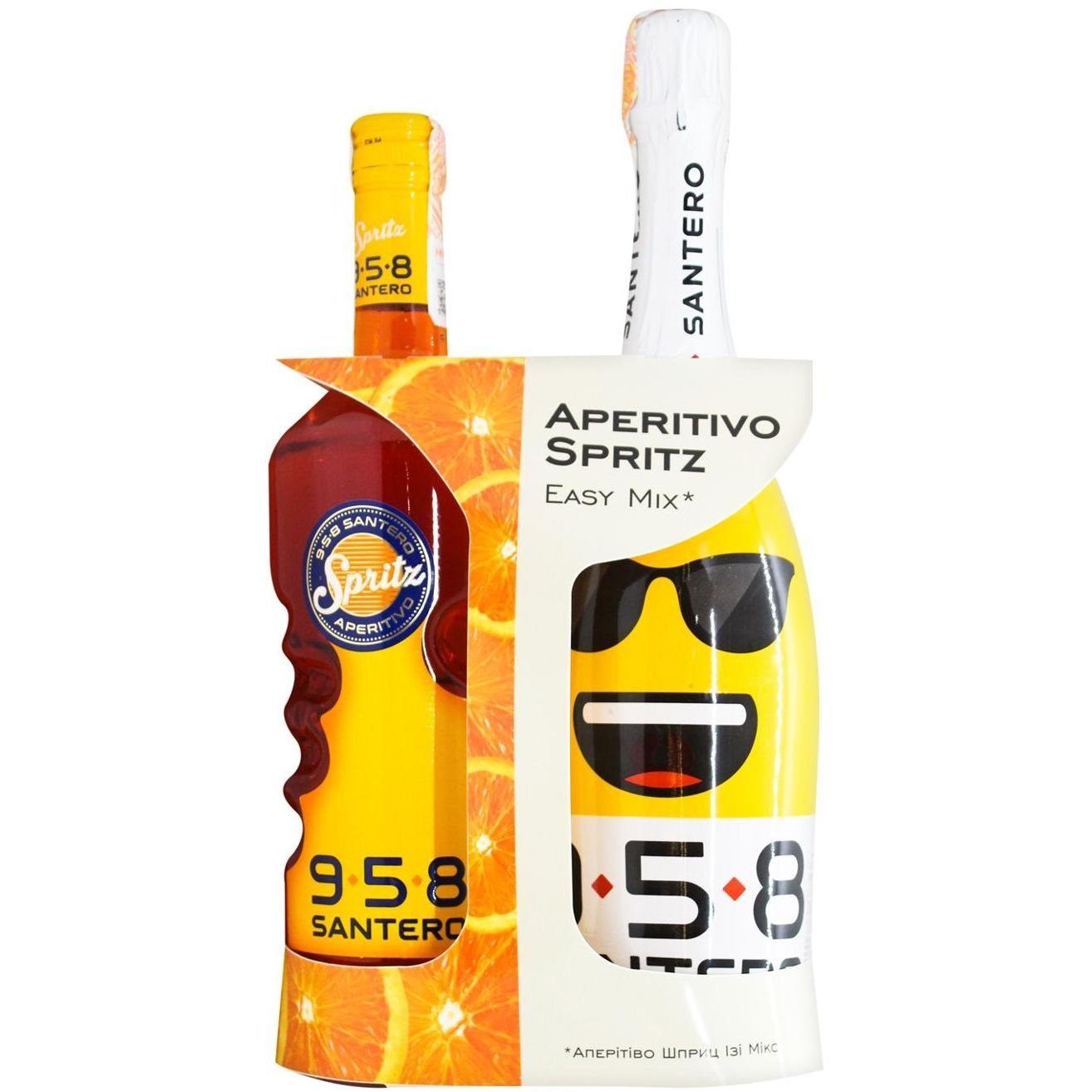 Набір Santero 958: Аперитив Santero Aperitivo Spritz 958, 13%, 0,75 л + Ігристе вино Santero Emoji 958, біле, сухе, 11,5%, 0,75 л - фото 1