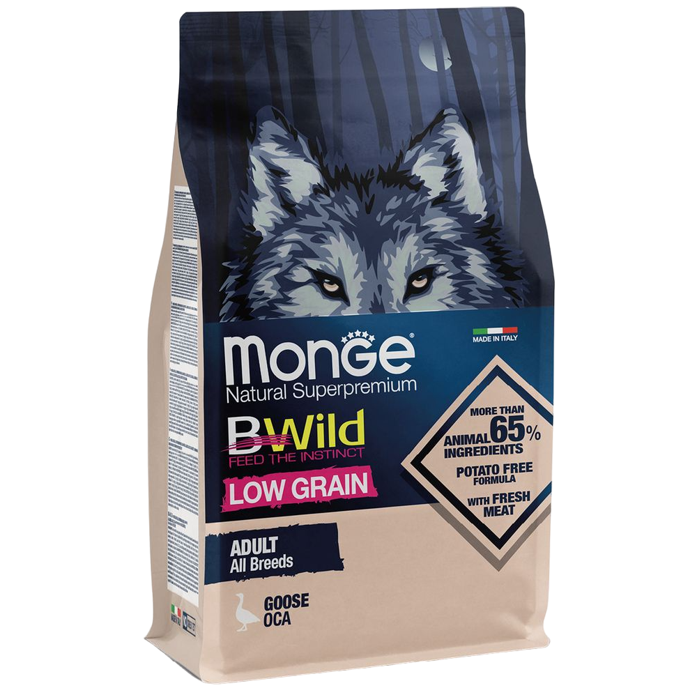 Сухой корм Monge Dog Вwild Low Grain, для взрослых собак, мясо гуся, 2,5 кг - фото 1