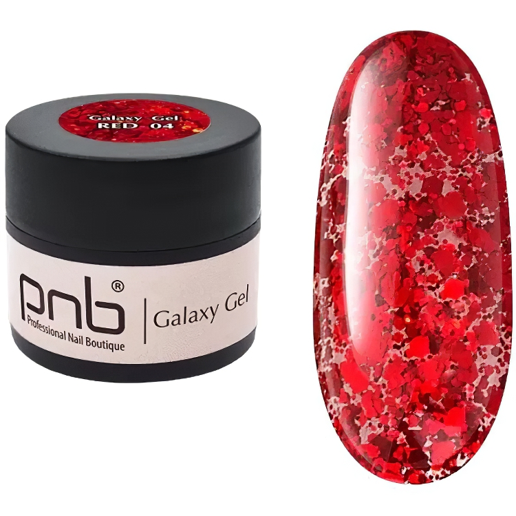 Гель PNB UV/LED Galaxy Gel 04 Red глітер 5 мл - фото 1