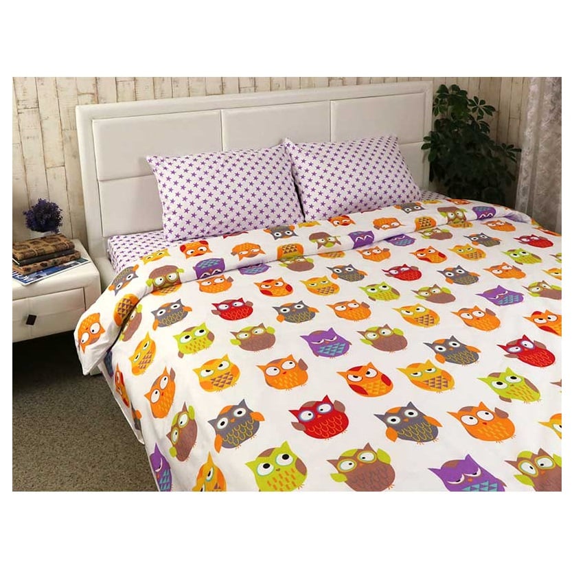 Комплект постельного белья Руно Совы, двуспальный, сатин набивной, разноцветный (655.137К_Сови) - фото 1