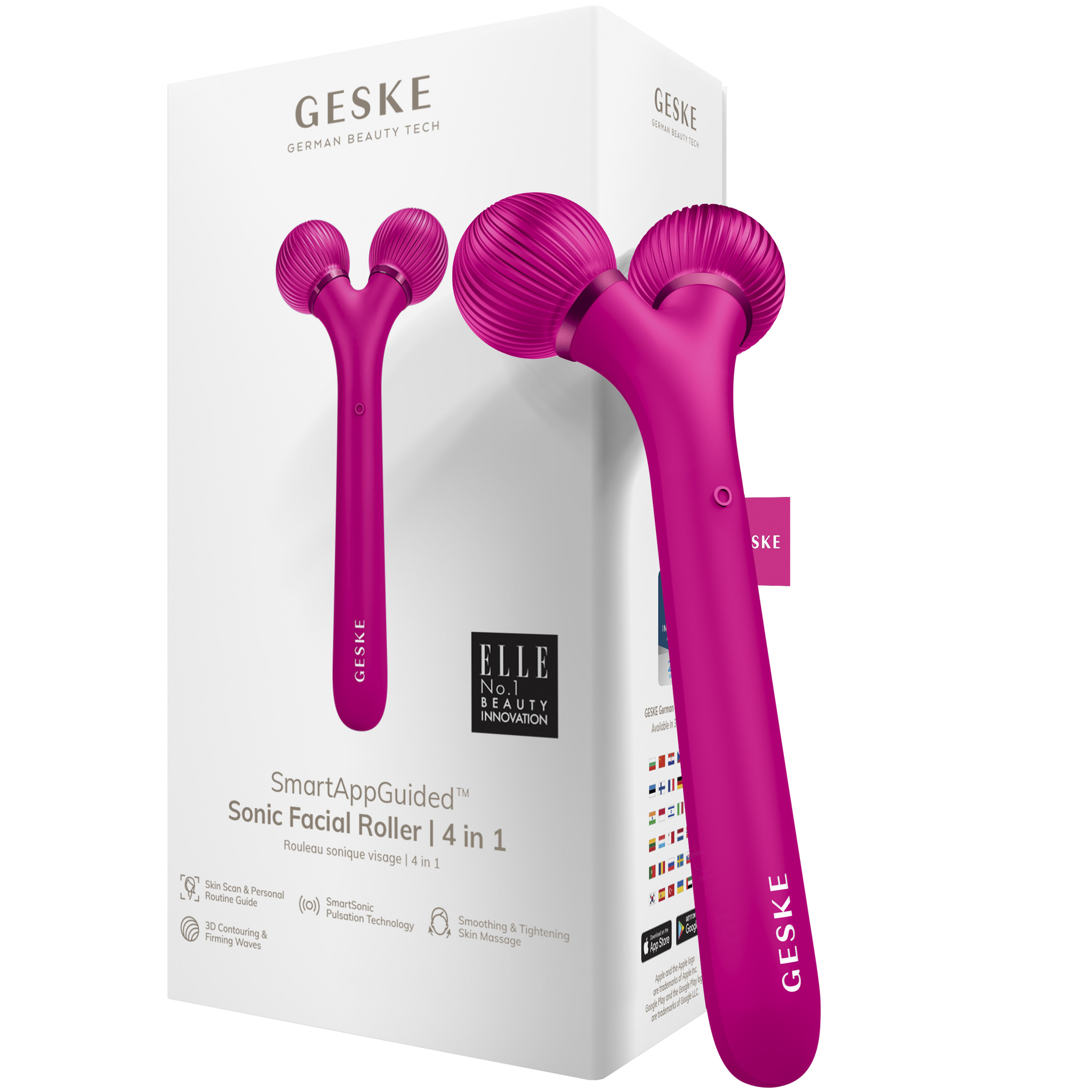 Електронний звуковий ролик для обличчя GESKE Sonic Facial Roller 4 в 1 бузковий - фото 1