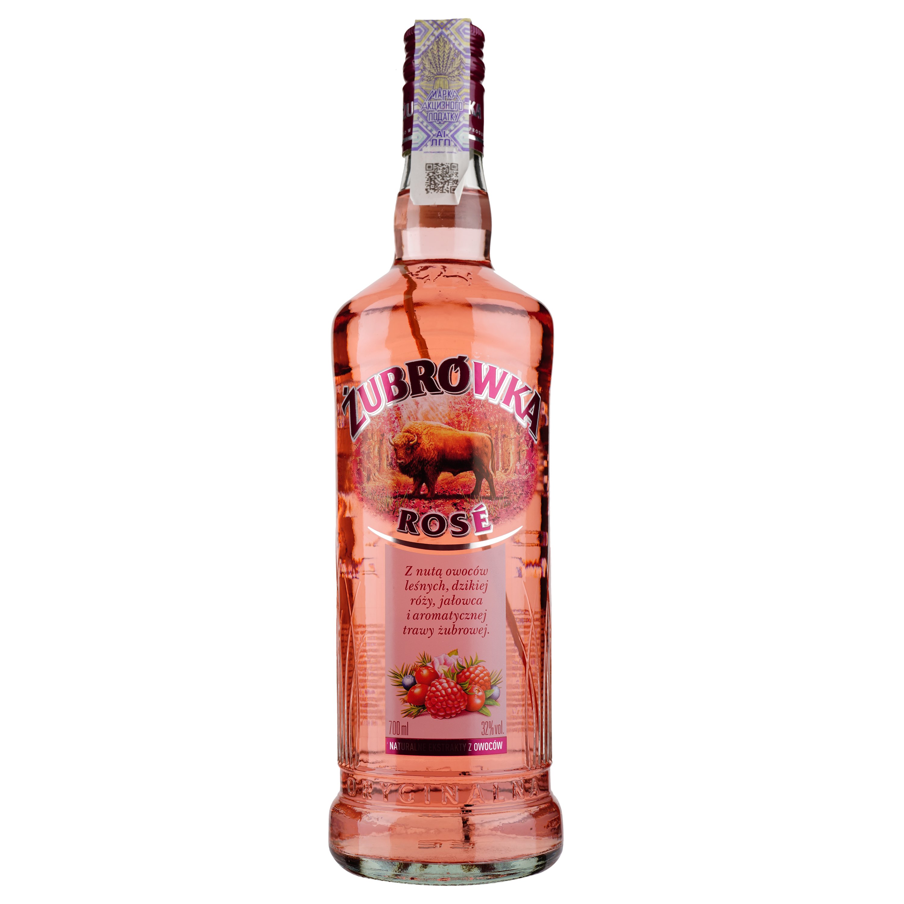 Алкогольний напій Zubrowka Rose, 32%, 0,7 л - фото 1