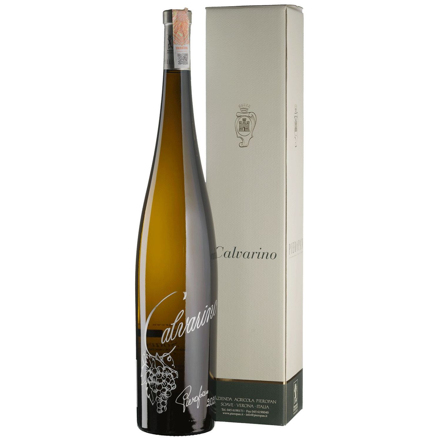 Вино Pieropan Calvarino 2020, біле, сухе, у подарунковій упаковці, 1,5 л - фото 1