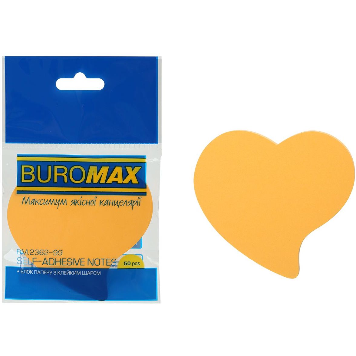 Блок паперу для нотаток Buromax Neon Серце з клейким шаром 50 аркушів в асортименті (BM.2362-99) - фото 2
