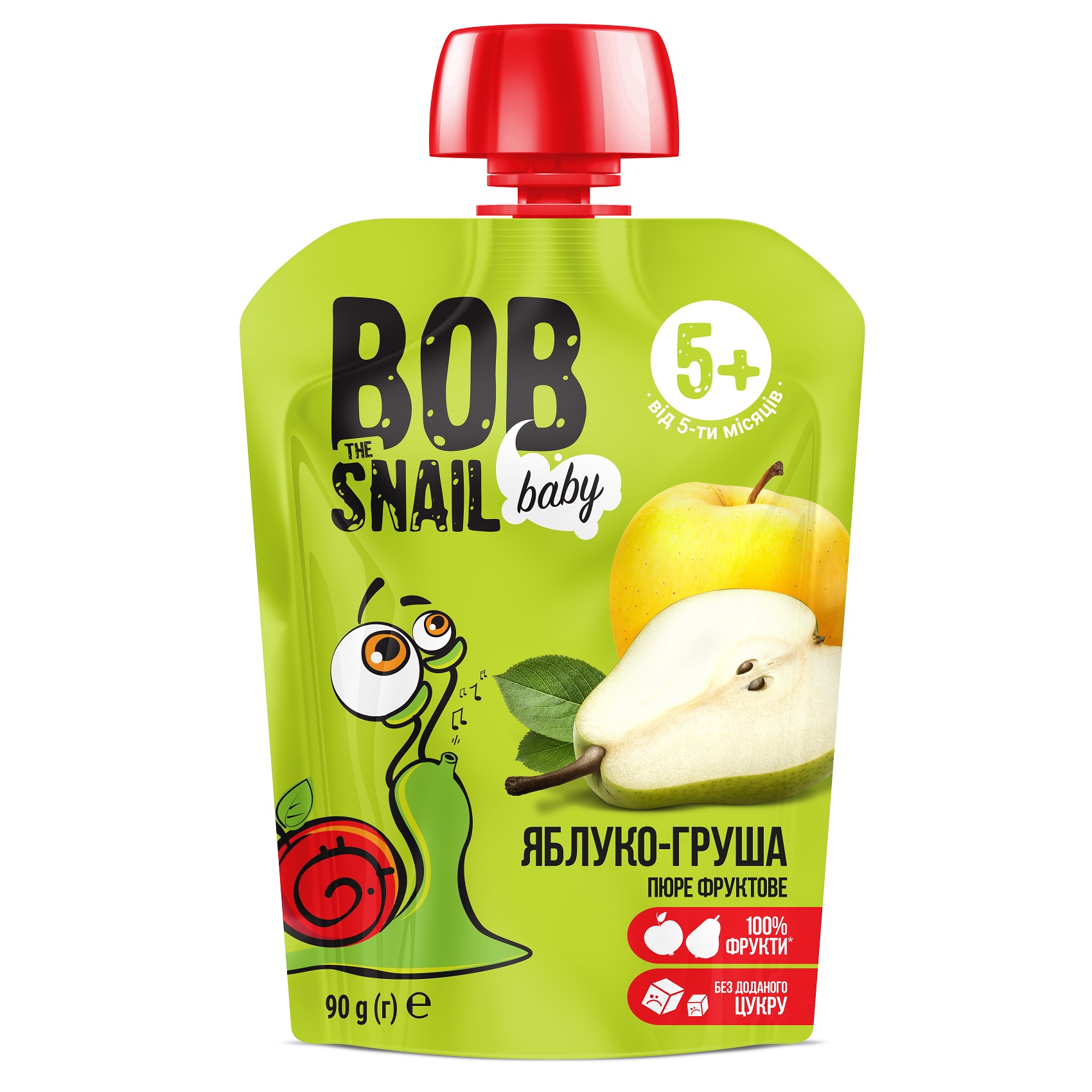 Пюре фруктовое Bob Snail Яблоко-Груша, пастеризованное, 90 г - фото 1