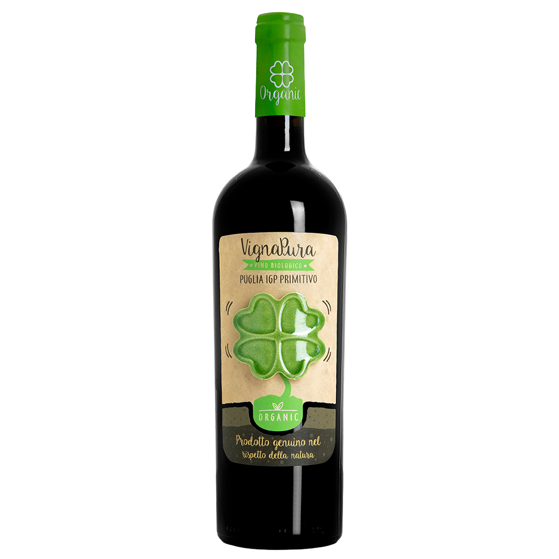 Вино Vignapura Primitivo Organic, красное, сухое, 13,5%, 0,75 л (8000019863868) - фото 1