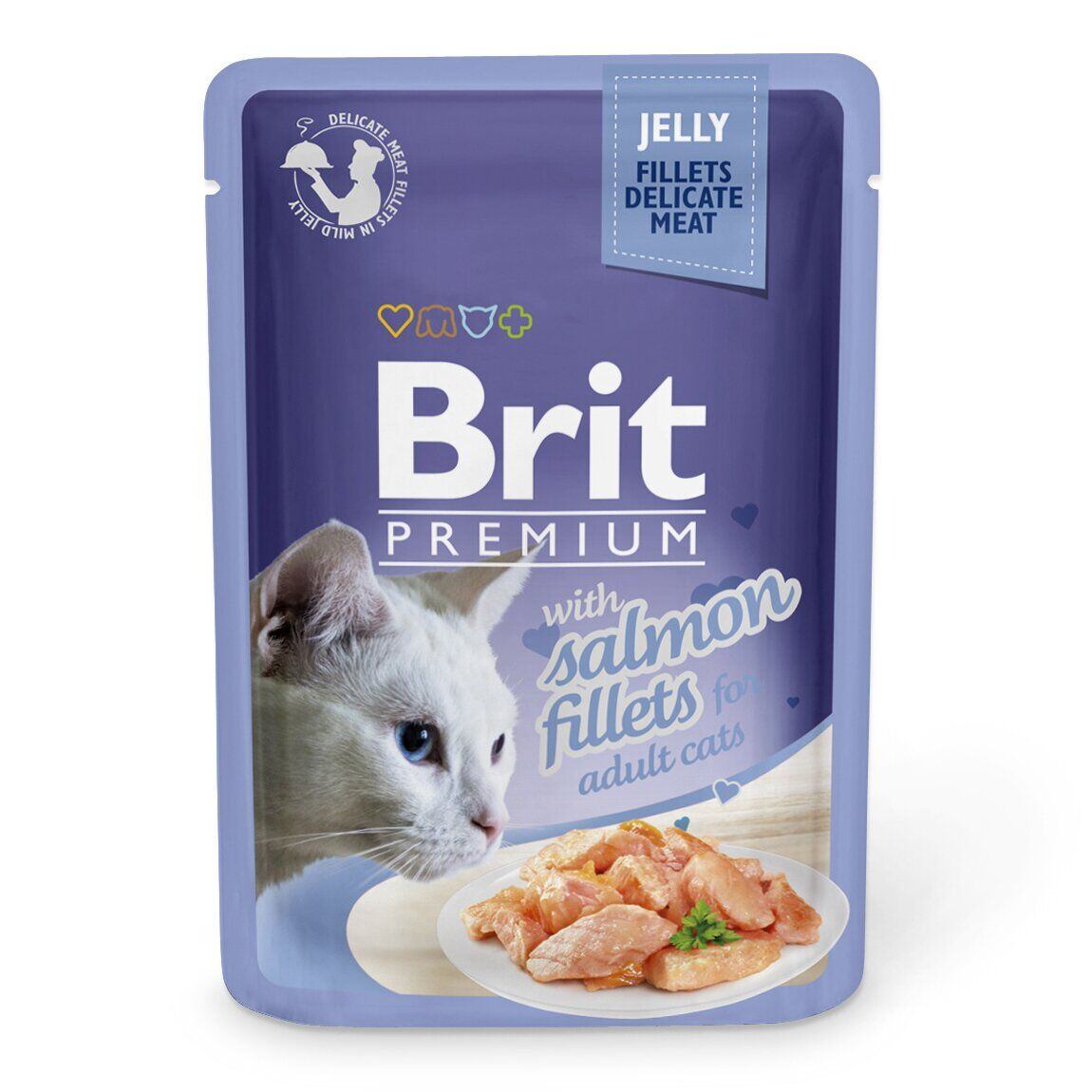 Вологий корм для дорослих котів Brit Premium Salmon Fillets Jelly, філе лосося в желе, 85 г - фото 1