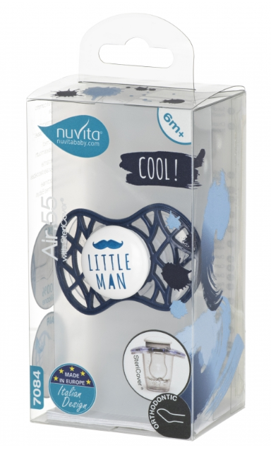 Силіконова ортодонтична пустушка Nuvita Air55 Cool Little Man, 6-12 міс., темно-синій (NV7084NB) - фото 4