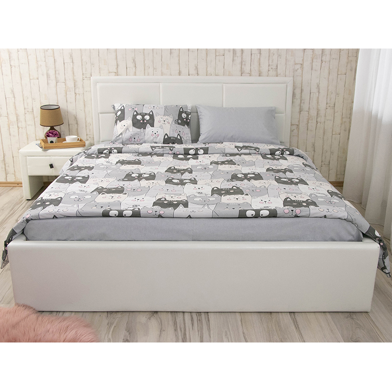 Комплект постельного белья Руно Grey Cat бязь набивная семейный серый (6.114Б_GreyCat) - фото 8