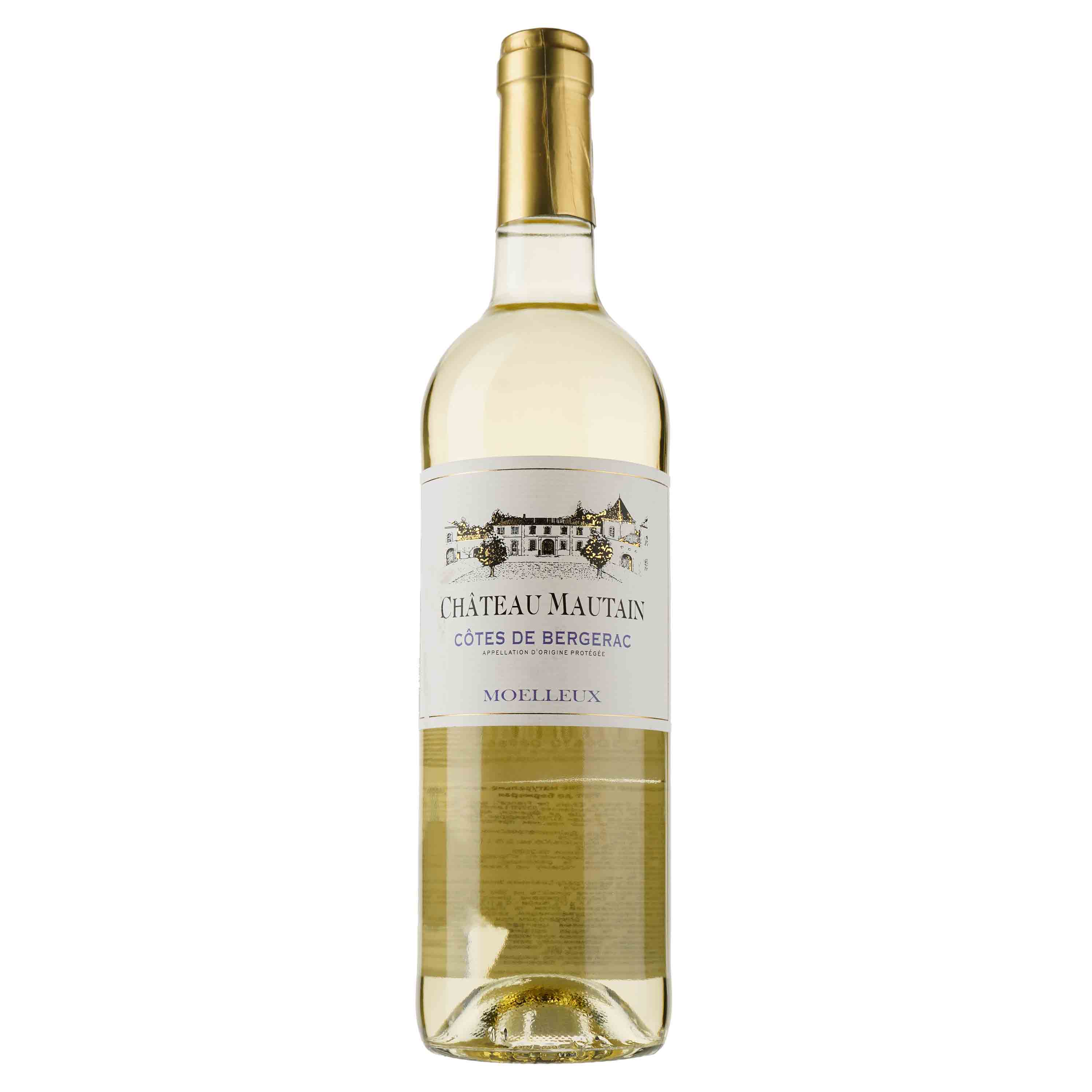 Вино Chateau Mautain Cotes de Bergerac Moelleux, белое, полусладкое, 11,5%, 0,75 л - фото 1