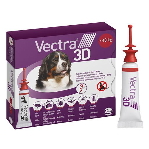 Краплі на холку для собак CEVA Vectra 3D від ектопаразитів, 40,1- 65,0 кг, 3 піпетки х 8,0 мл (81671) - фото 1