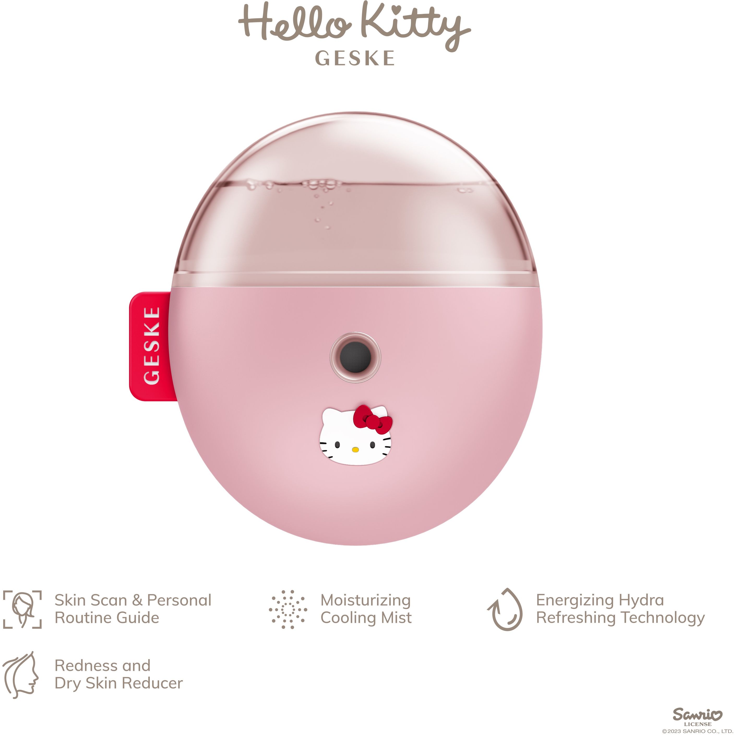 Электронный освежитель для увлажнения лица GESKE Facial Hydration Refresher 4 в 1 by Hello Kitty розовый - фото 3