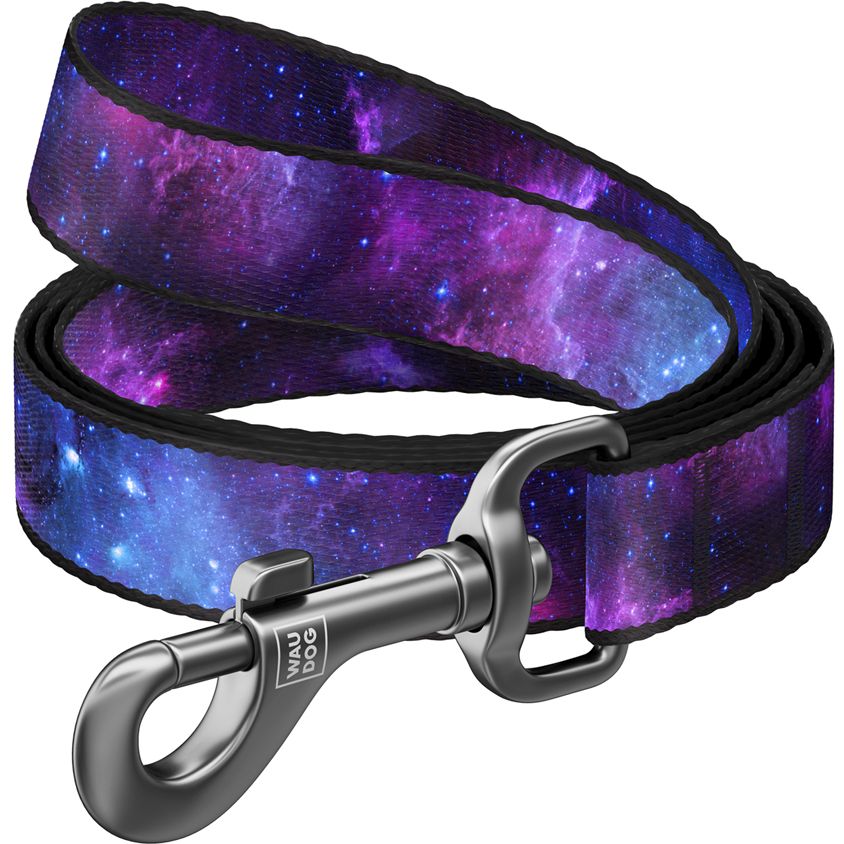 Повідець для собак Waudog Nylon NASA21, нейлоновий, M, 122х2 см, фіолетовий - фото 1
