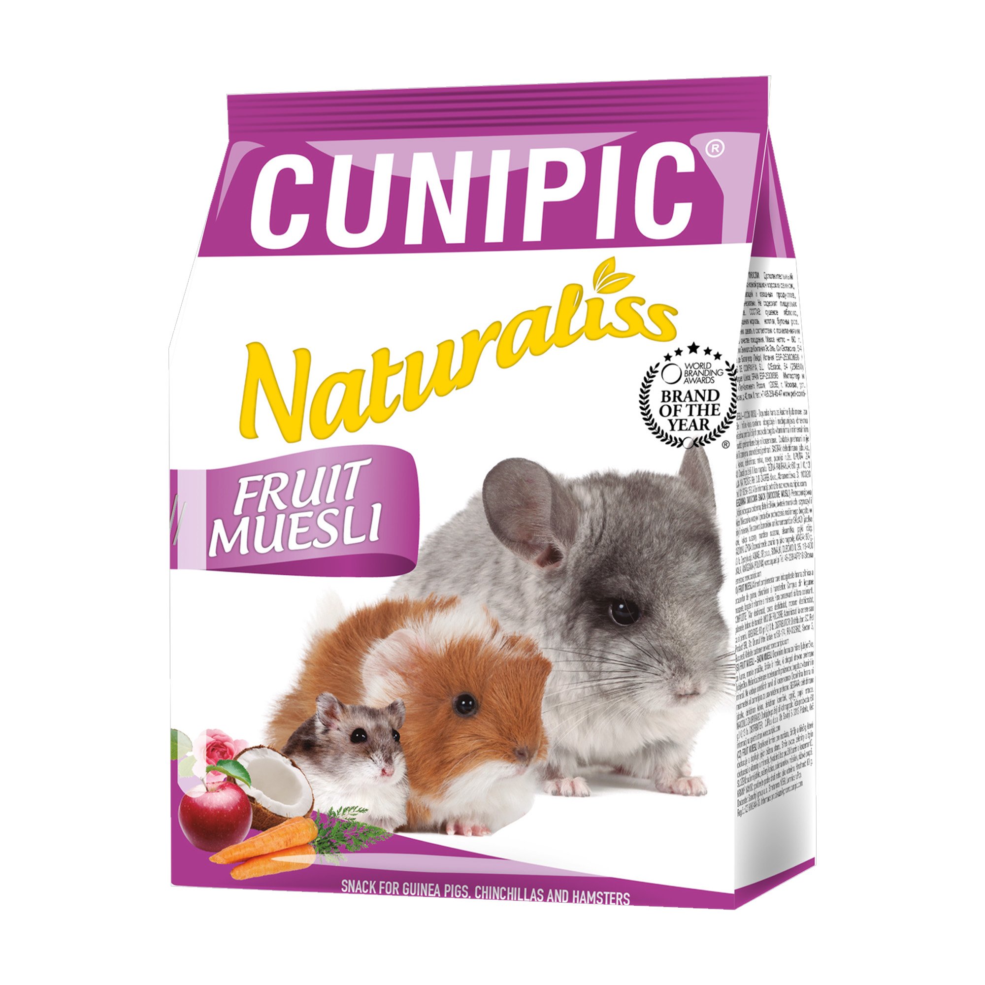 Снеки Cunipic Naturaliss Fruit для морских свинок, хомяков и шиншилл, 60 г (NATUFRU) - фото 1