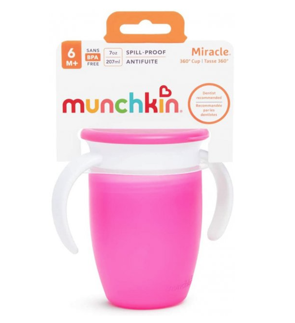 Чашка-непроливайка Munchkin Miracle 360 с ручками и крышкой, 207 мл, розовый (051855) - фото 4