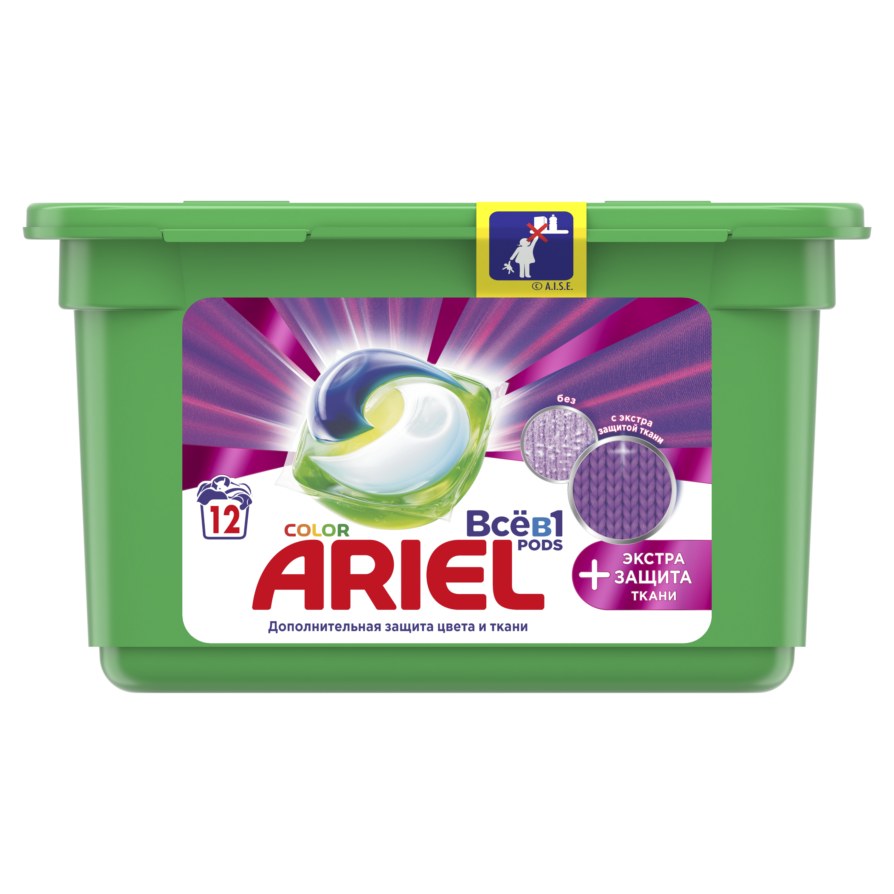 Капсули для прання Ariel Pods Все-в-1+ Екстра захист тканини, 12 шт (81743890) - фото 1