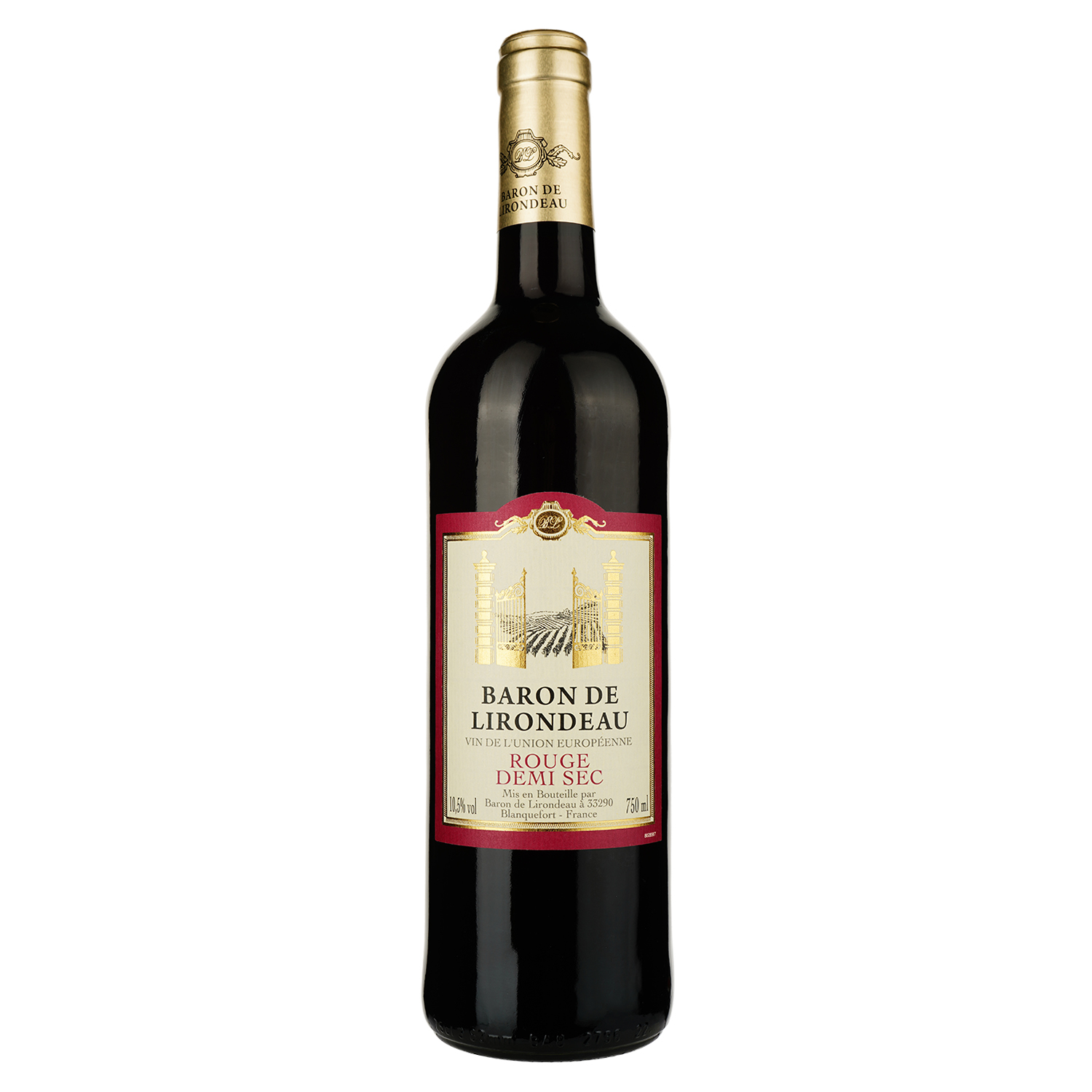 Вино Baron de Lirondeau, червоне, напівсухе, 11%, 0,75 л - фото 1
