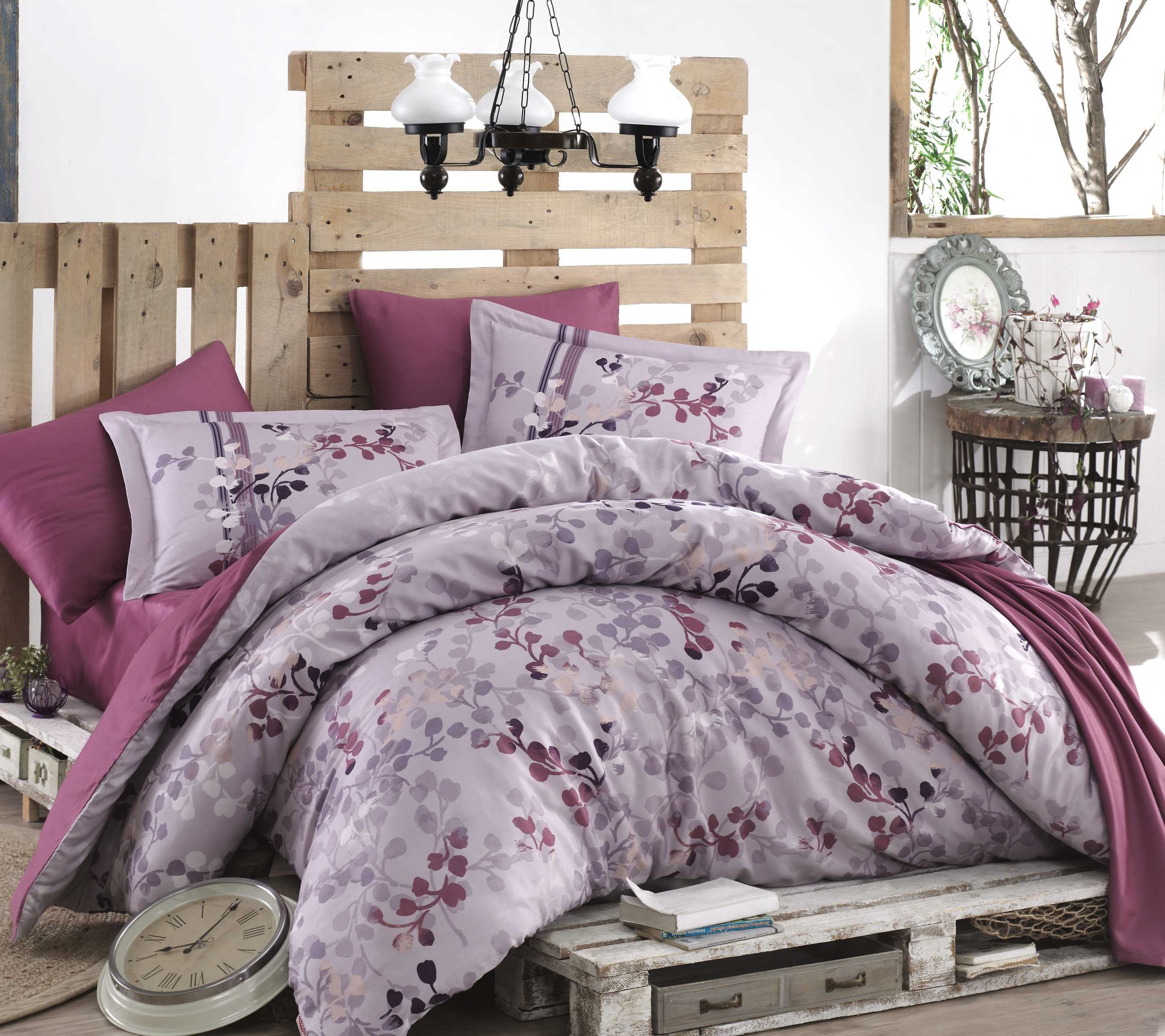 Комплект постельного белья Hobby Exclusive Sateen Irma, 200x220, сатин, лиловый (8698499132146) - фото 1