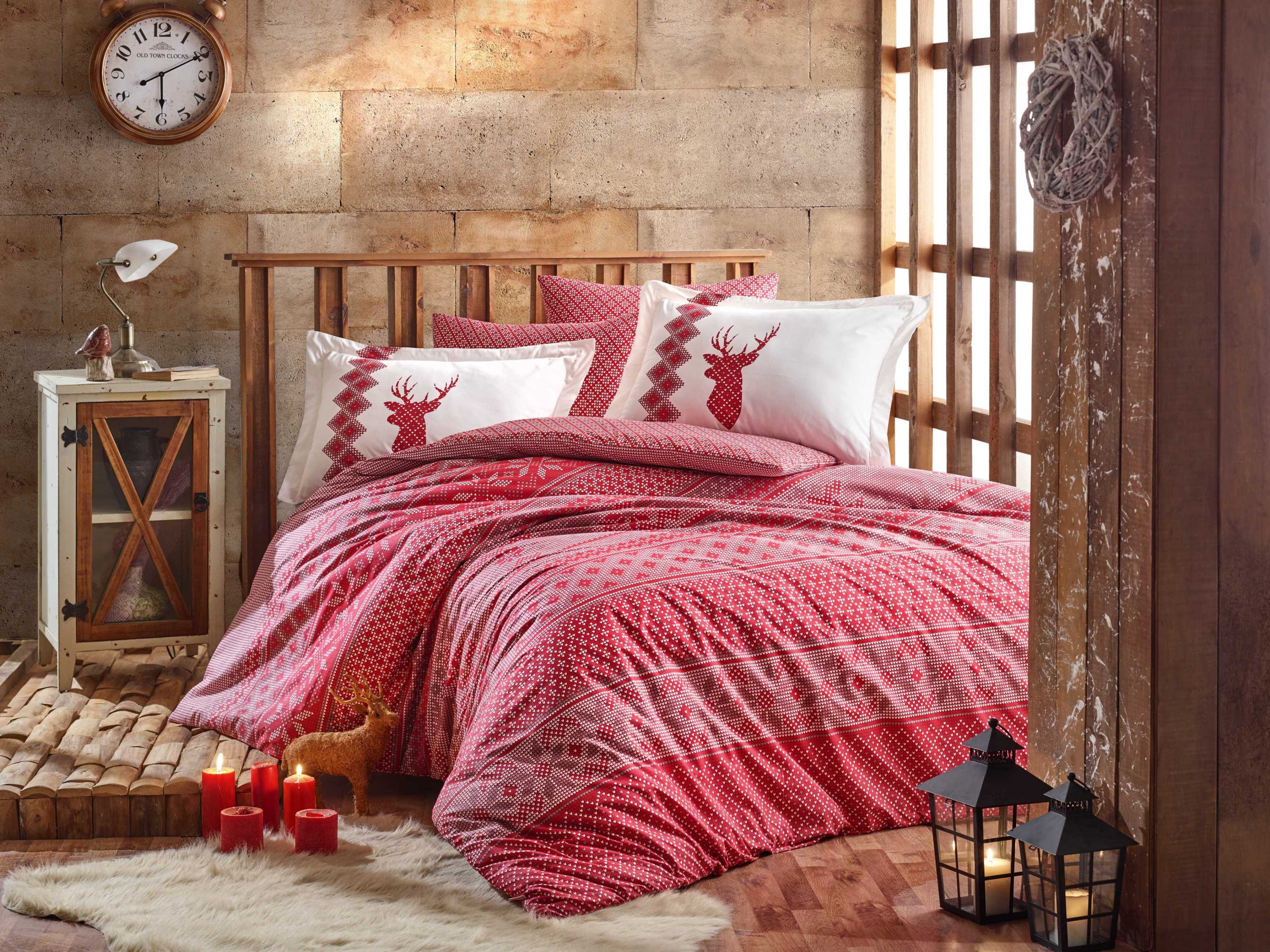 Комплект постельного белья Hobby Clarinda, поплин, полуторный, 220x160 см, красный (8698499140813) - фото 1