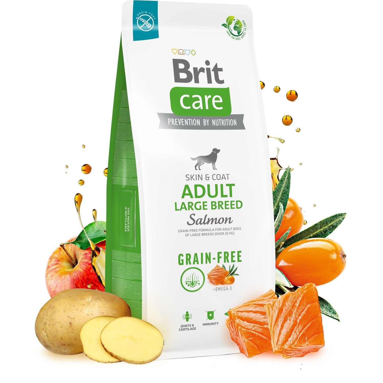 Сухий беззерновий корм для собак великих порід Brit Care Dog Grain-free Adult Large Breed, з лососем, 12 кг - фото 2