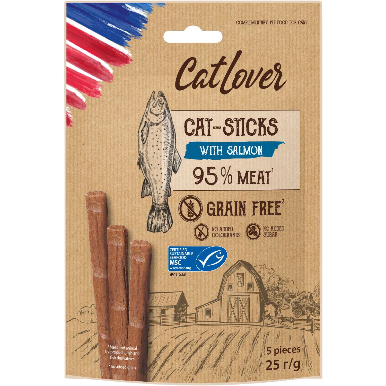 Ласощі для котів CatLover Sticks salmon MSC, з лососем 25 г (5 паличок по 5 г) - фото 1