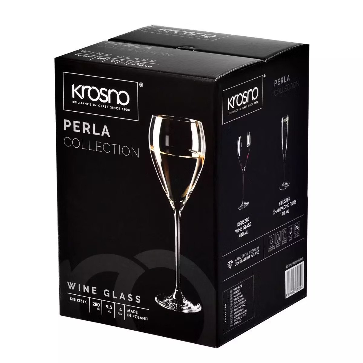 Набор бокалов для вина Krosno Perla Elegance, стекло, 280 мл, 4 шт. (911694) - фото 3