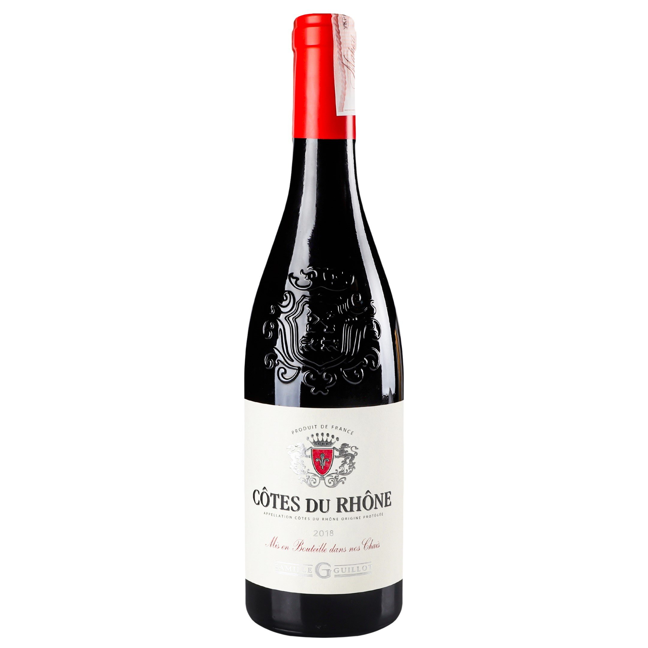 Вино Famille Guillot Cotes du Rhone AOP, красное, сухое, 14%, 0,75 л - фото 1